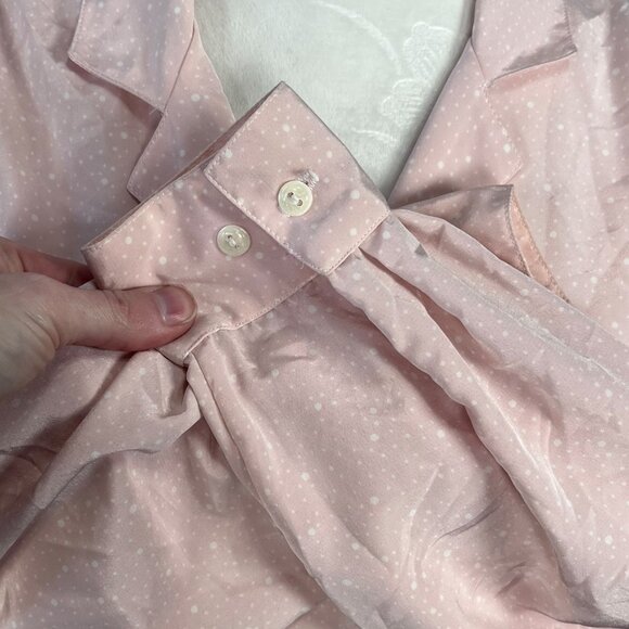 Vintage Decouvé Long Sleeve Button Down Shirt Pink Polka Dot Size 8 - Picture 7 of 10